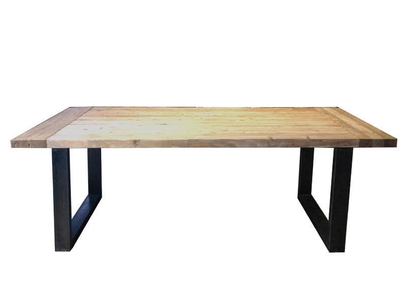 Wood Top Rustic Metal Base Dining Table